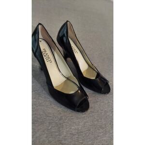 Franco Sarto Women Patent Leather Heel Black Shoes Sz 6 1/2M